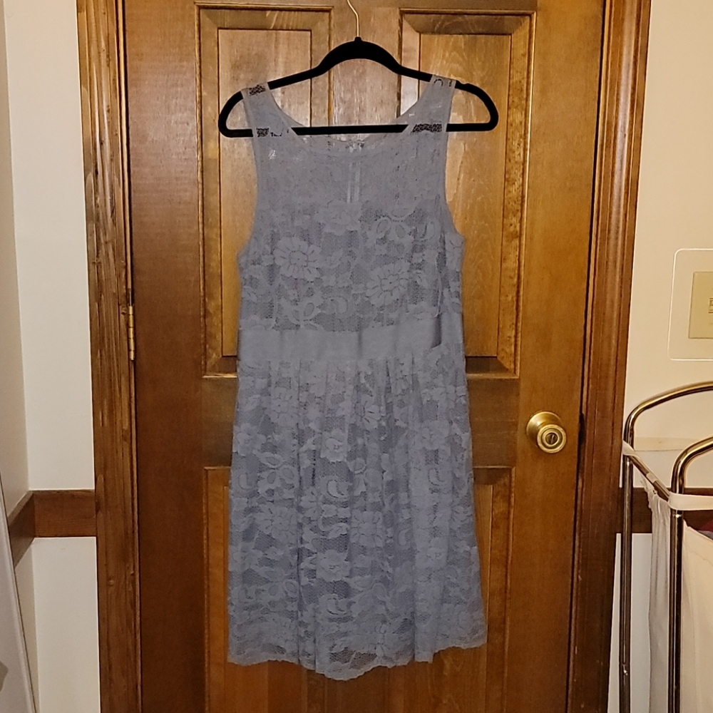 Slate Blue lace dress.